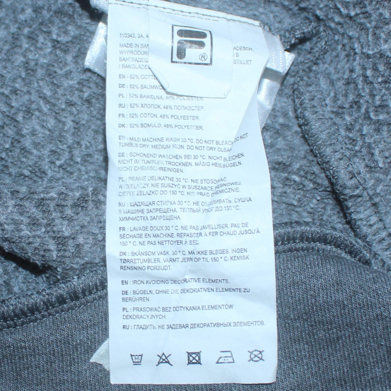 Fila Men’s Grey Full Zip Hoodie Size S Regular Fit Hooded Sweatshirt