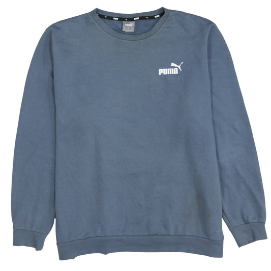 Puma Mens Blue Crew Neck Logo Sweatshirt XXL Regular Fit