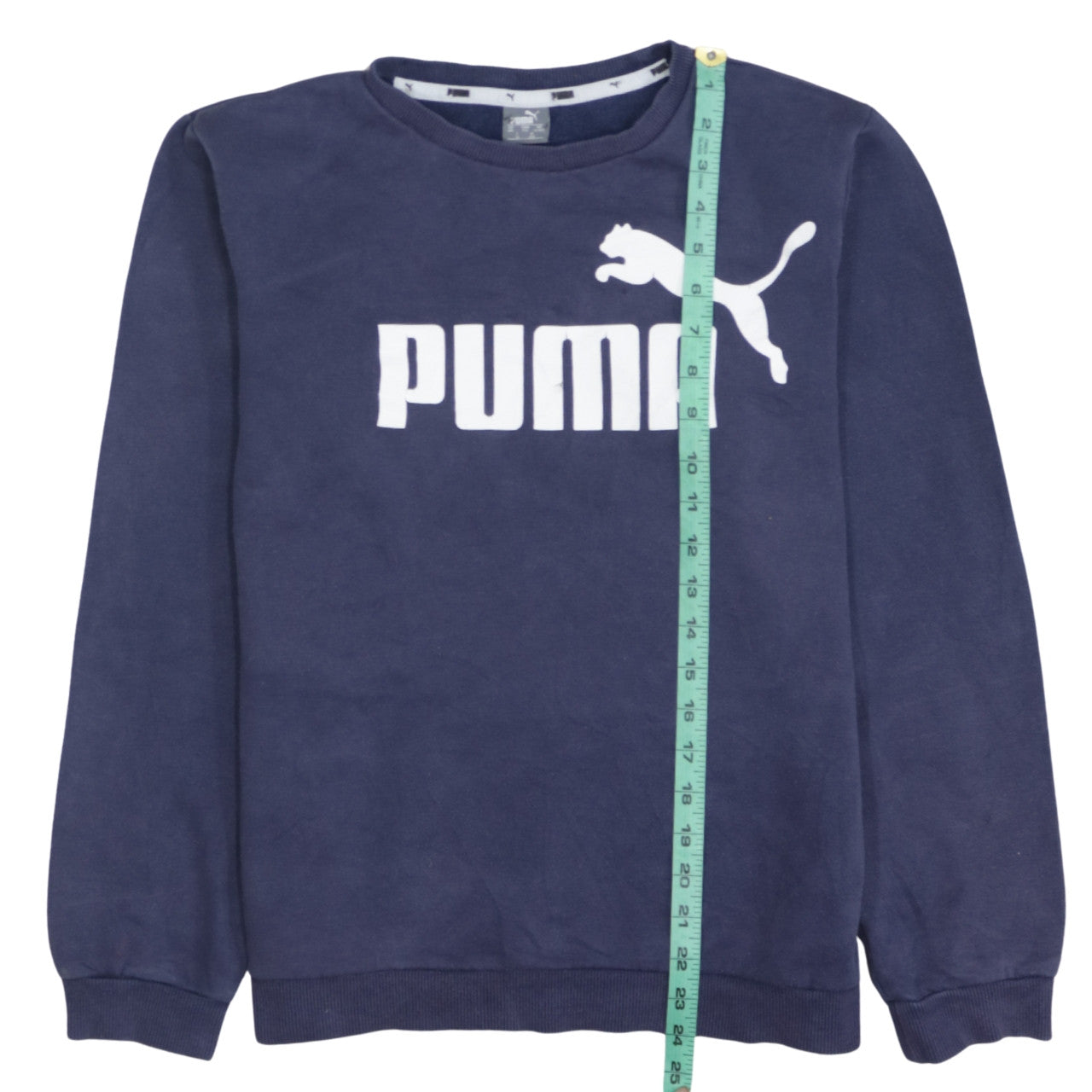 Puma Boys Navy Blue Logo Sweatshirt 15-16 Years Cotton Crew Neck