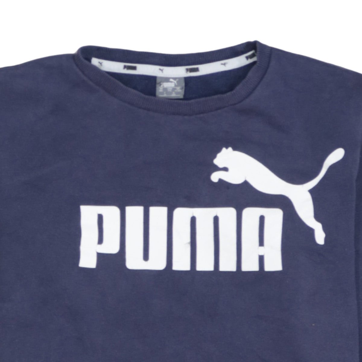 Puma Boys Navy Blue Logo Sweatshirt 15-16 Years Cotton Crew Neck