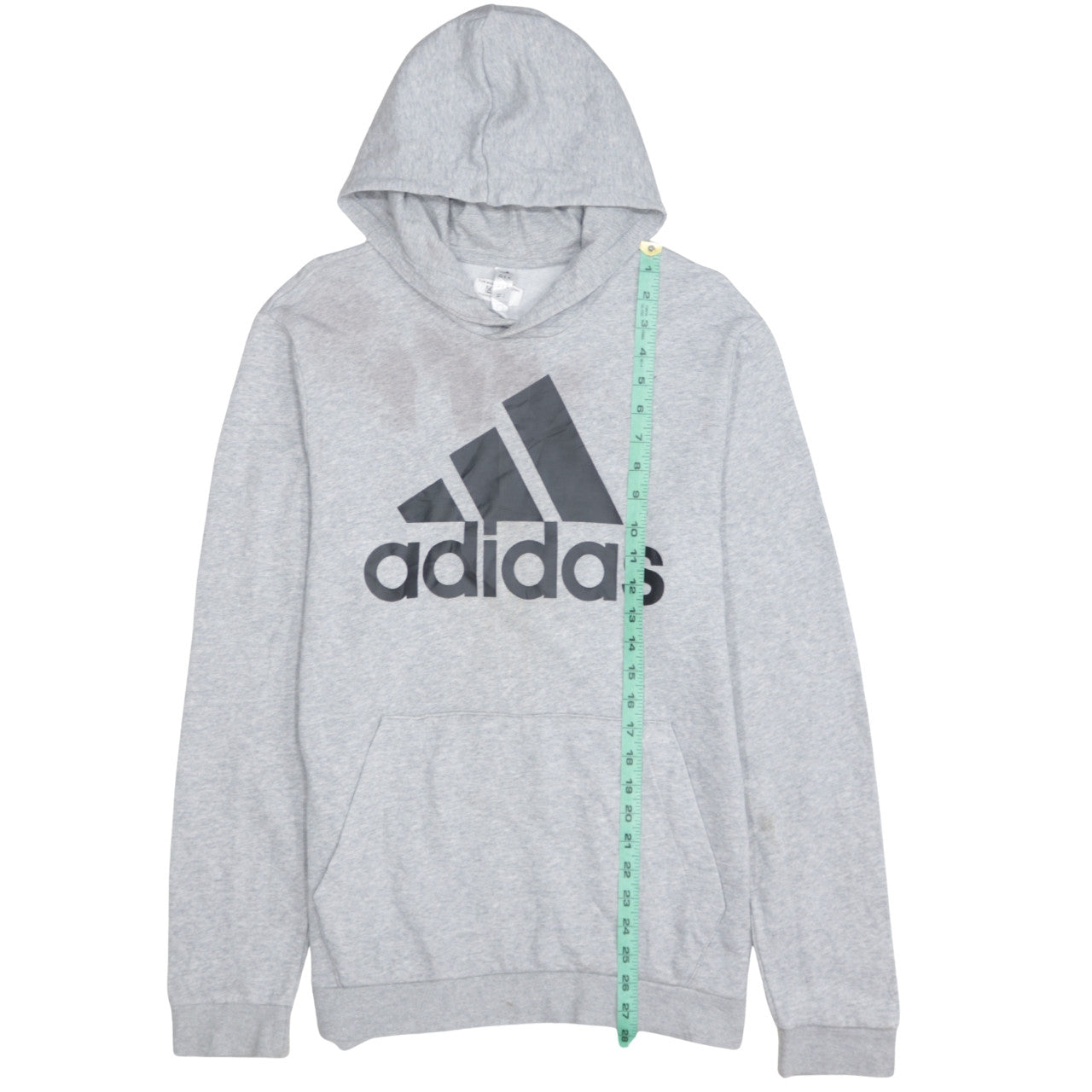 adidas Mens Grey Pullover Hoodie M Logo Graphic Sportswear