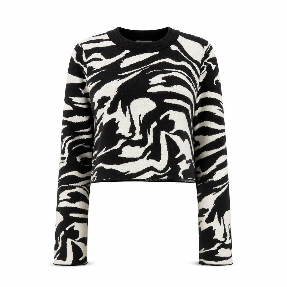 H&M Women’s Black Zebra Knit Pullover Jumper Size S