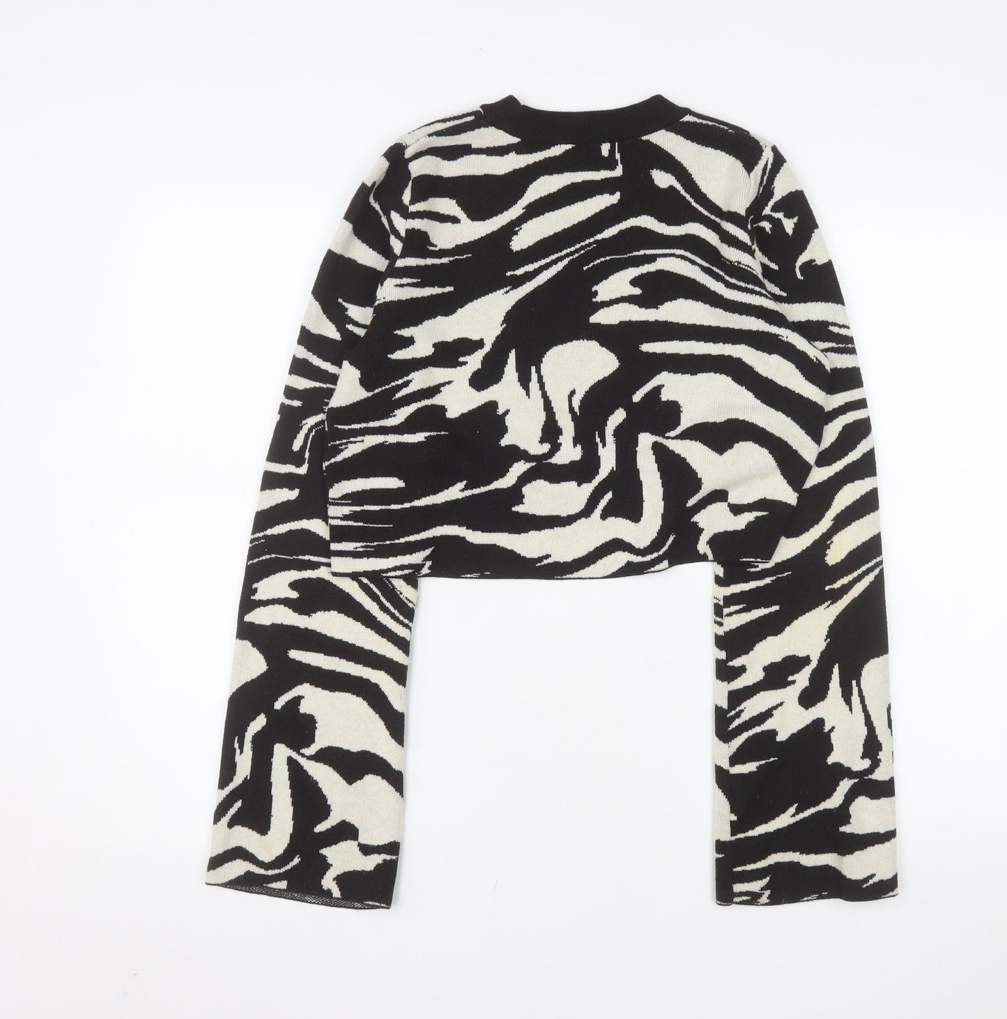 H&M Women’s Black Zebra Knit Pullover Jumper Size S