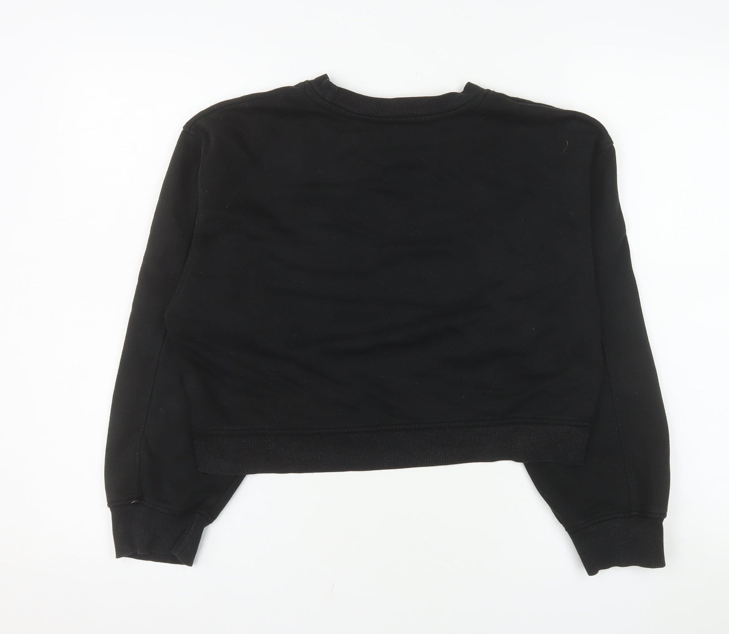 ZARA Women's Black Cropped Crew Neck Pullover Sweatshirt Size S