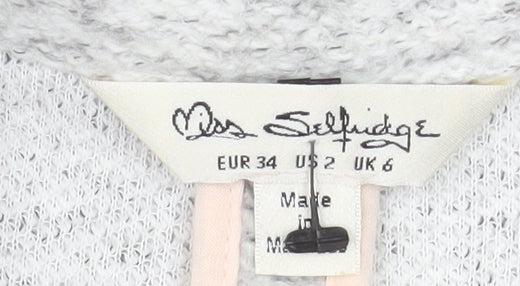 Miss Selfridge Women’s Grey Knit Mid-Length Blazer Jacket Size 6