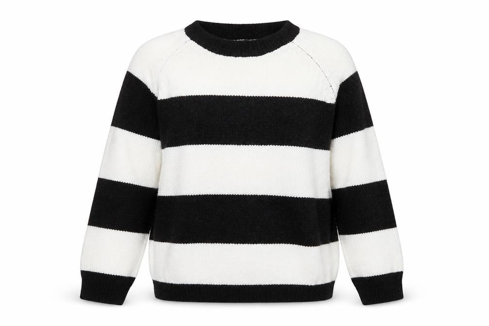 Simple & Opulence Women's Black White Striped Knit Jumper L