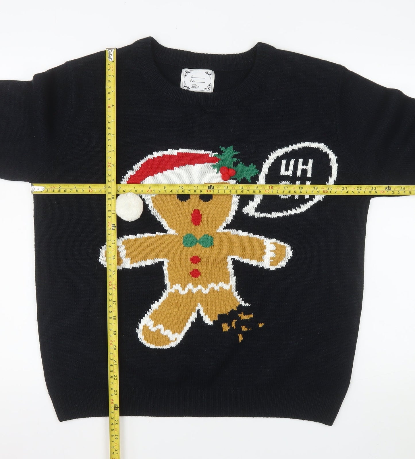 Atmosphere Women's Black Medium Christmas Gingerbread Pullover Jumper