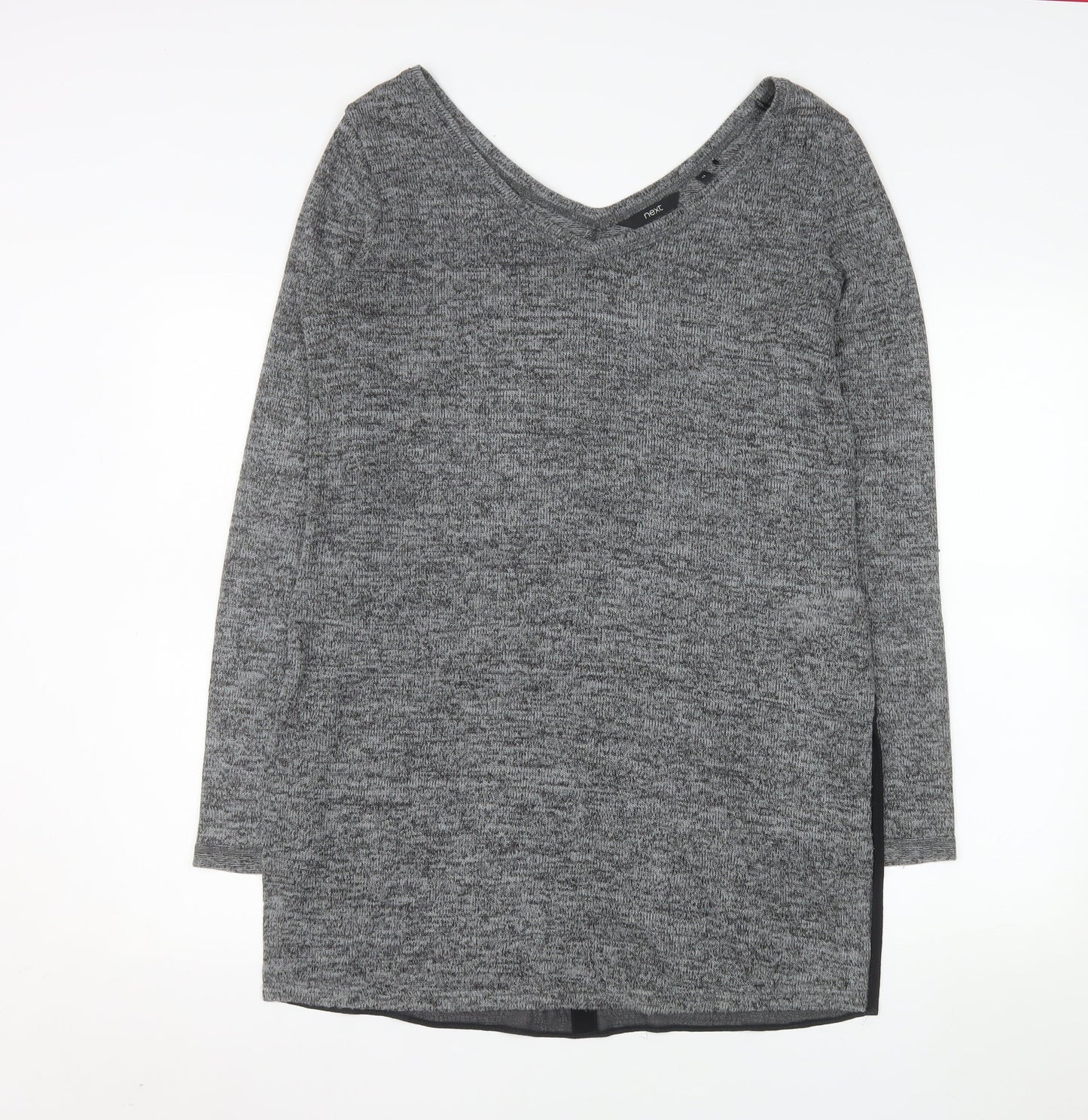 Next Women’s Grey V-Neck Long Sleeve Knit Tunic Jumper Size 12