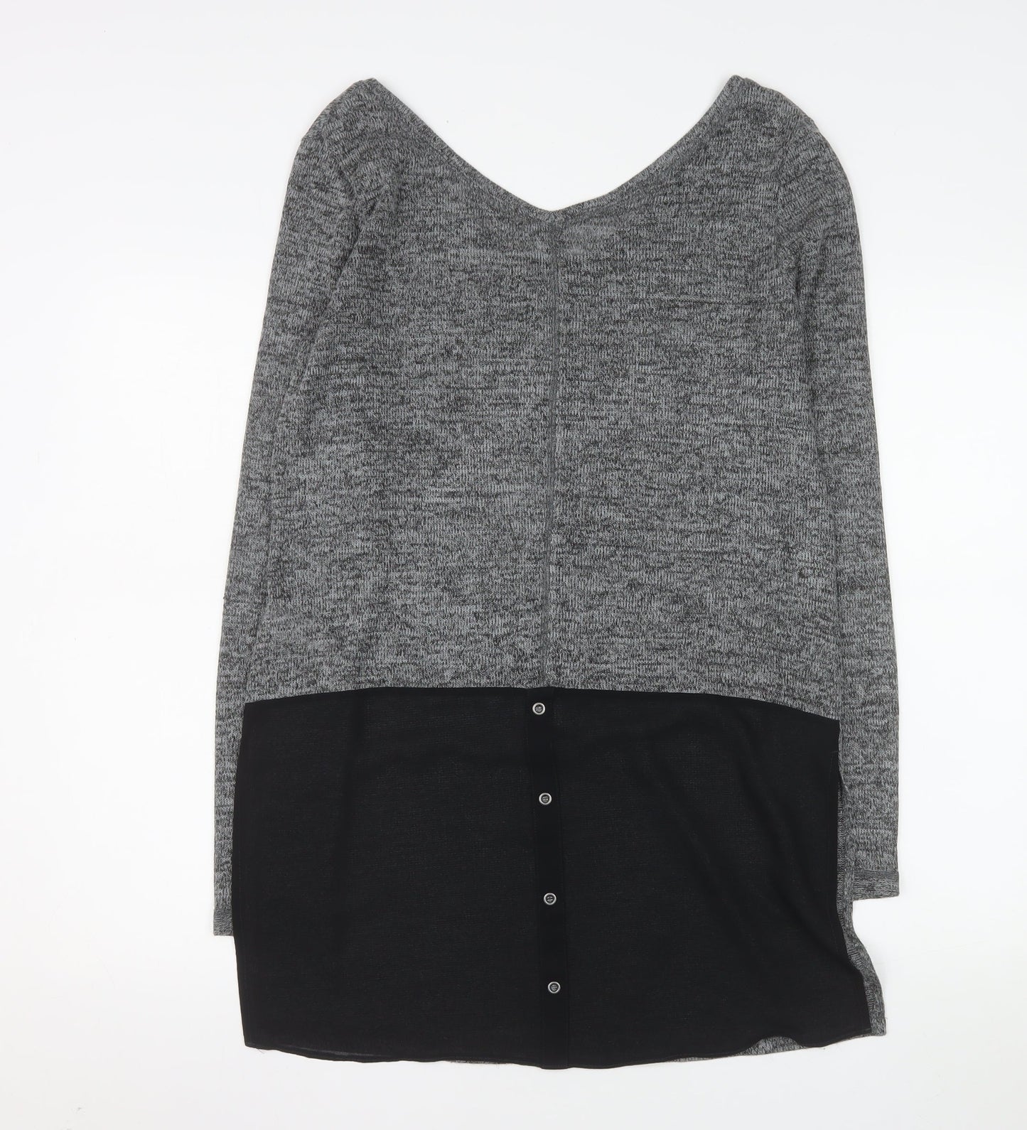 Next Women’s Grey V-Neck Long Sleeve Knit Tunic Jumper Size 12