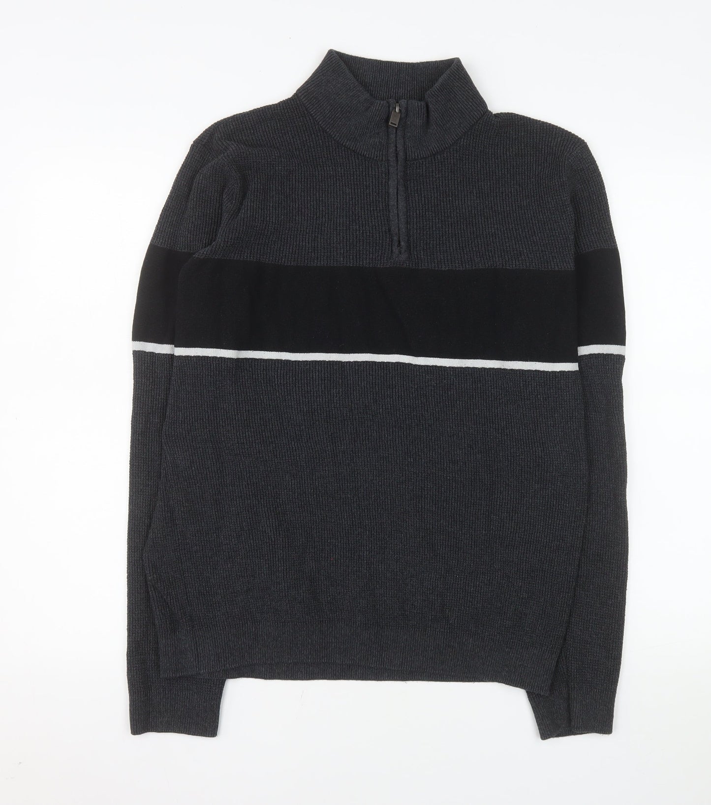 Dissident Men's Grey Half Zip Knit Sweater Size L Regular Fit