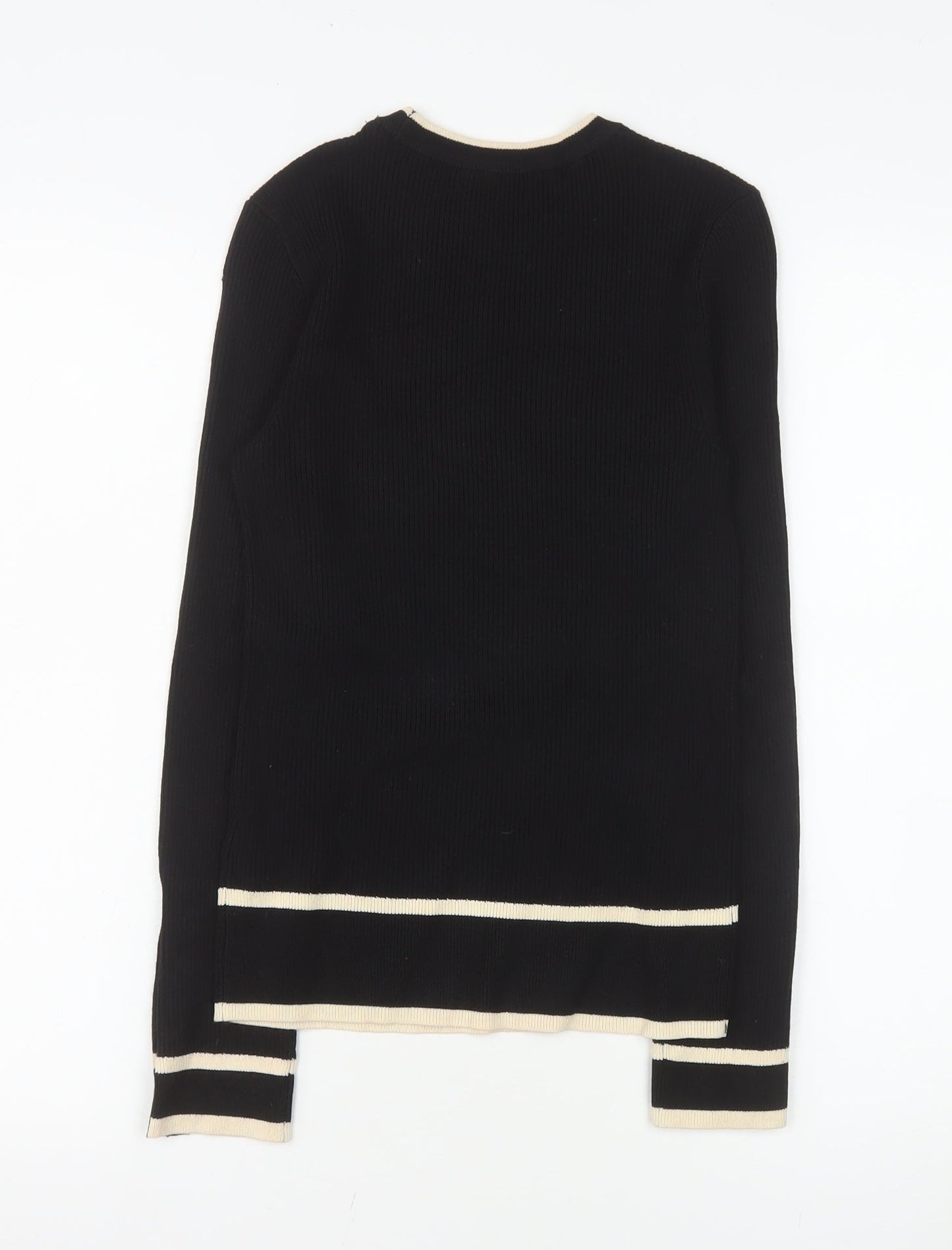 Marks and Spencer Women's Black Crew Neck Knit Jumper Size 8