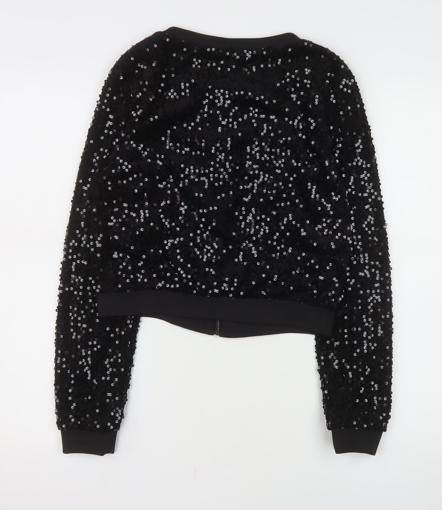 ONLY Women's Black Sequin Bomber Jacket Size S Party Wear