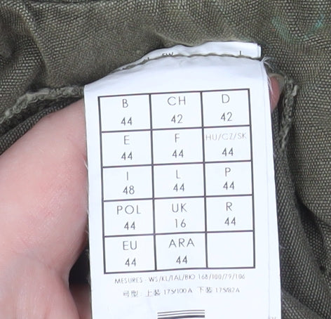 Promod Women’s Green Hooded Parka Jacket Size 16 Cotton Twill