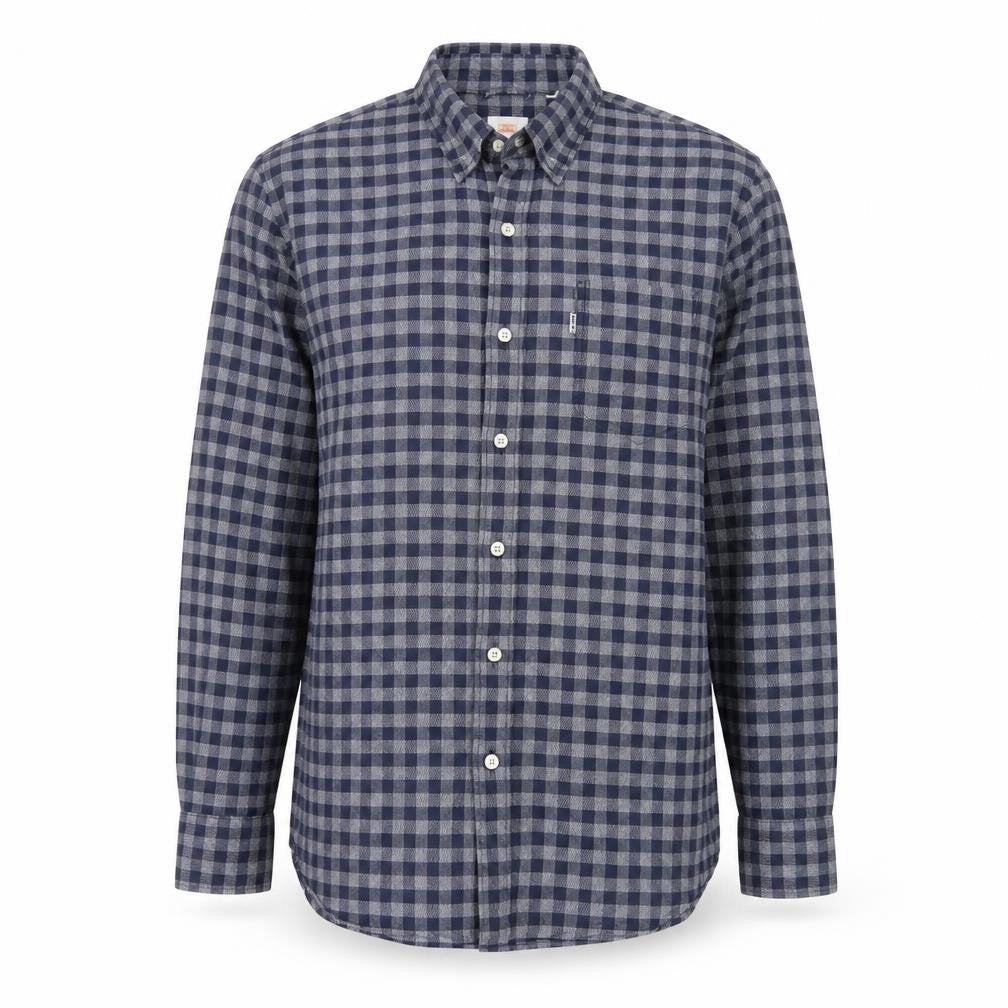 Levi's Men's Blue Check Cotton Long Sleeve Button-Up Shirt L