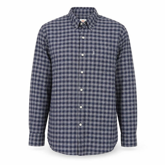 Levi's Men's Blue Check Cotton Long Sleeve Button-Up Shirt L