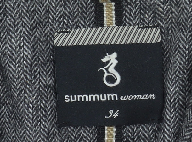 Summum Woman Grey Herringbone Wool Blend Long Overcoat Women’s Size 6