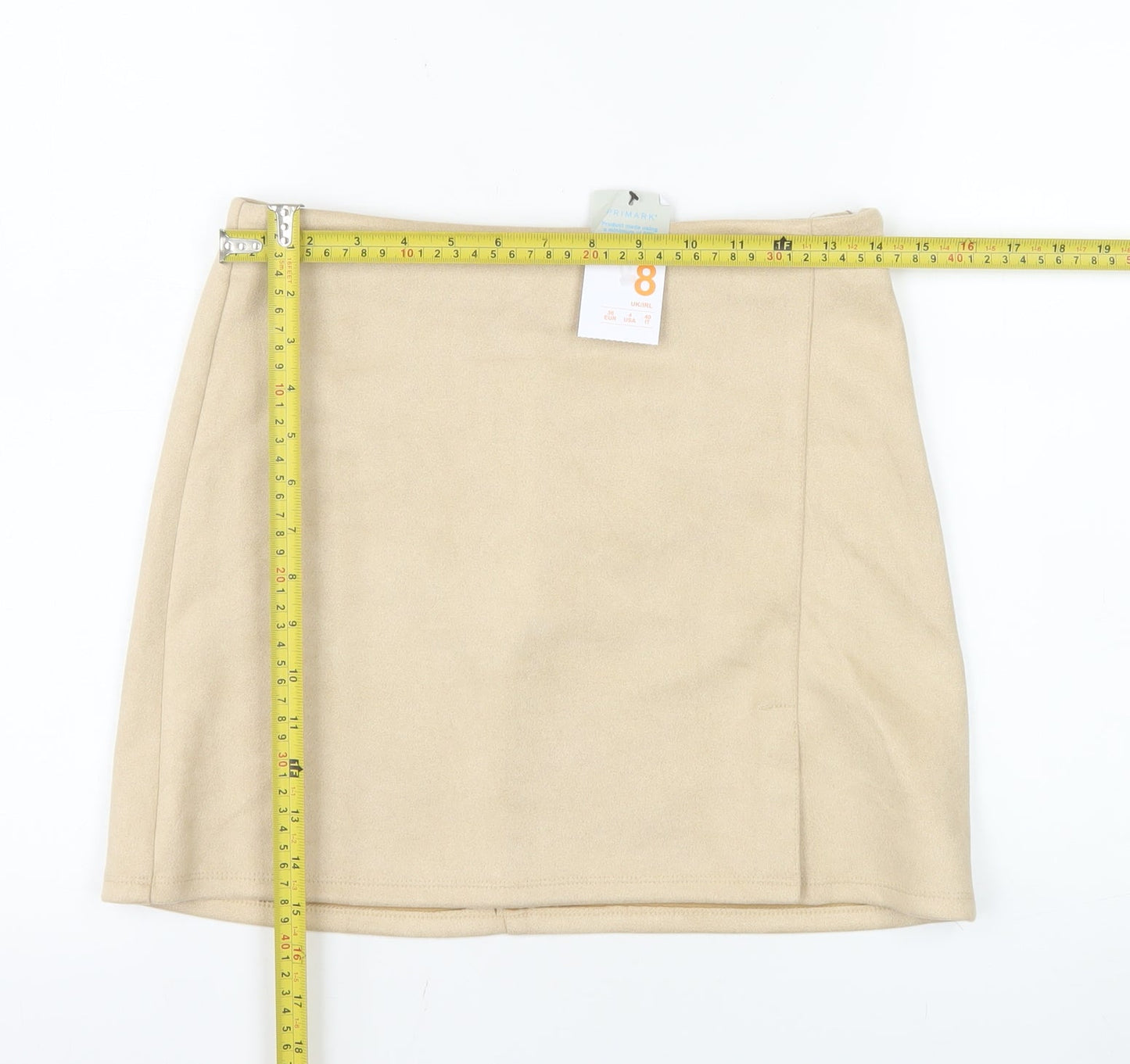 Primark Women Beige Size 8 Suede Mini Skirt High Rise