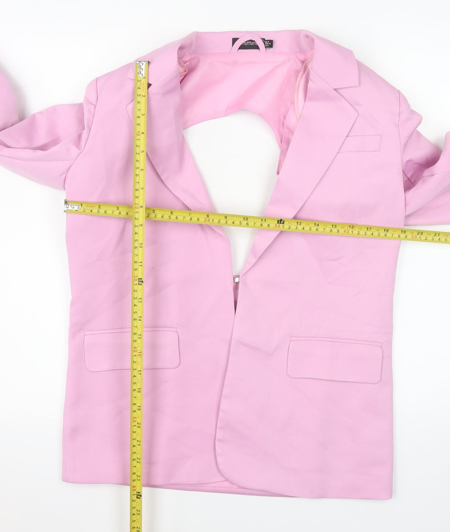 PrettyLittleThing Women Pink Blazer Jacket UK 6 Slim Fit Lined Polyester
