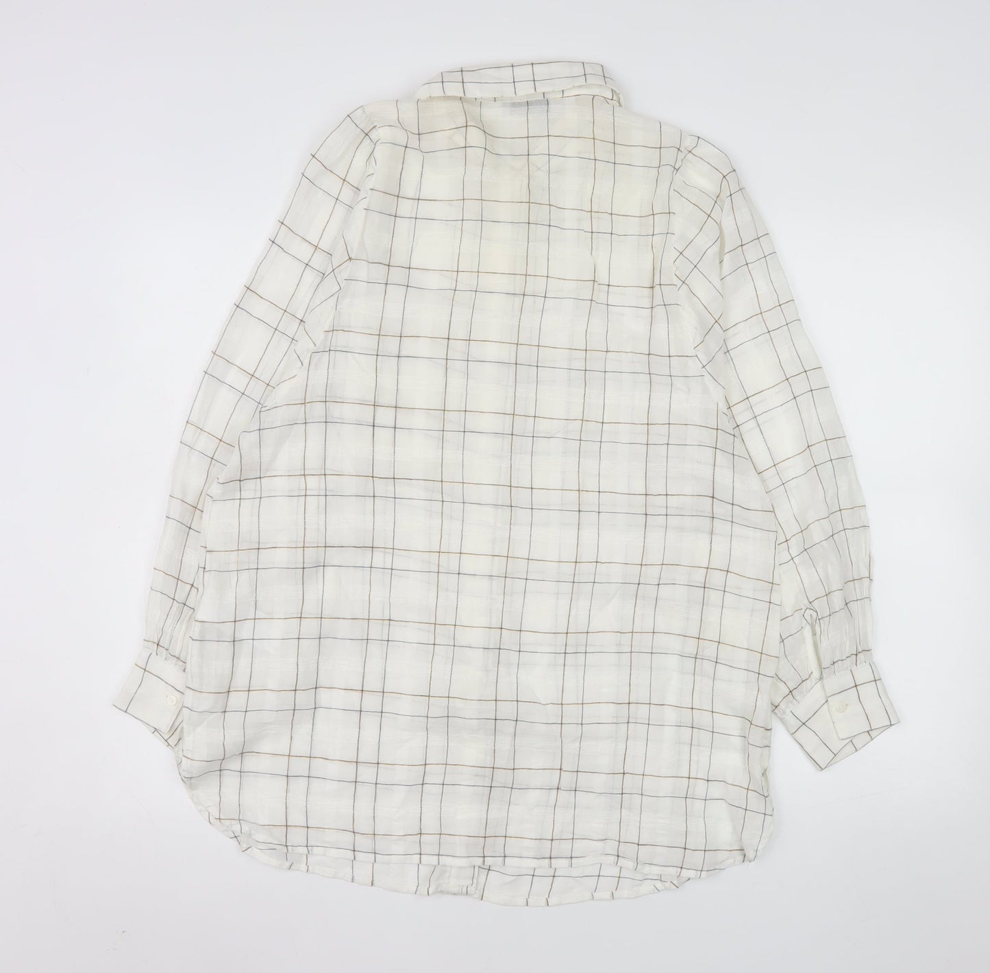 Mint Velvet Women's Ivory Check Cotton Button-Up Shirt Size S