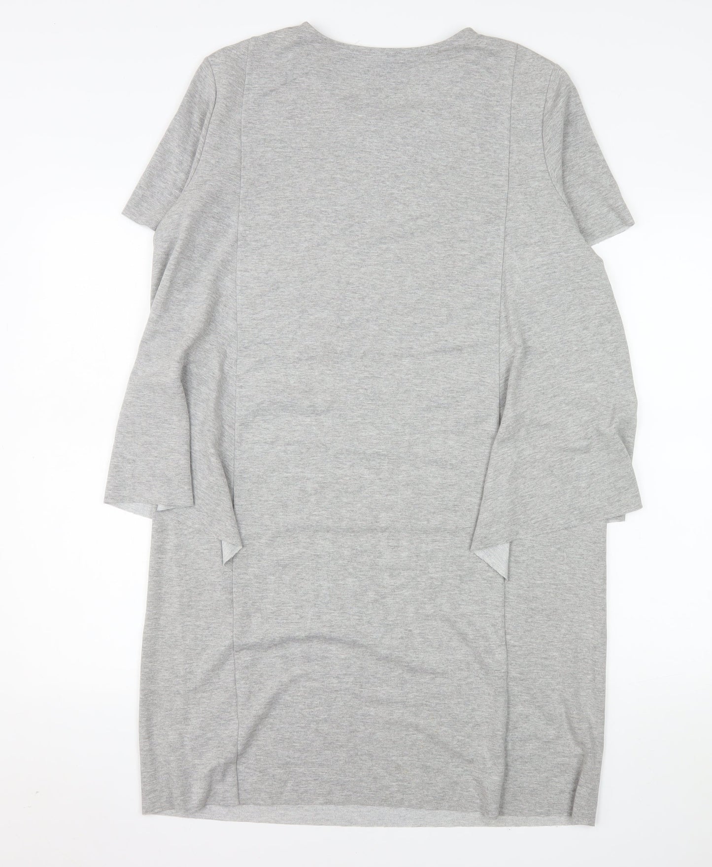 COS Women Grey Knee Length T-Shirt Dress Size 14 Short Sleeve Stretch