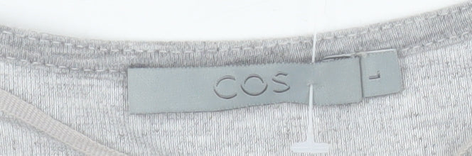 COS Women Grey Knee Length T-Shirt Dress Size 14 Short Sleeve Stretch