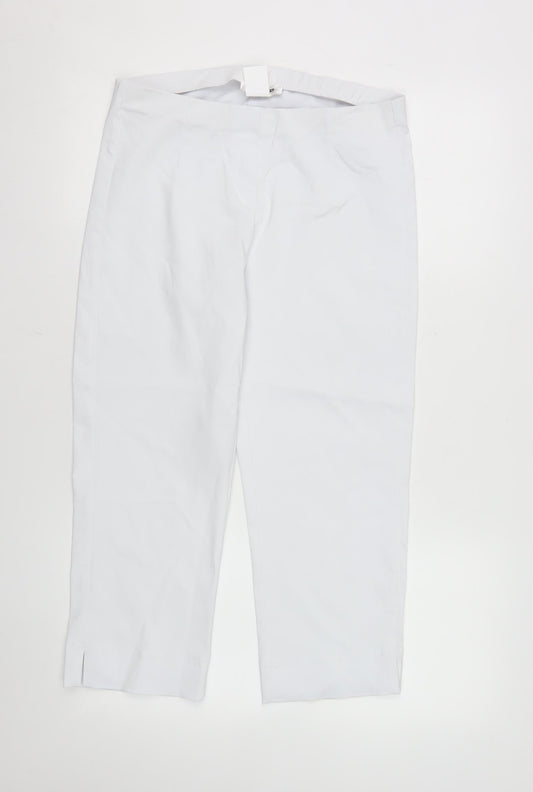 Gerard Womens White Cropped Rayon Blend Elastic Waist Trousers Size 10