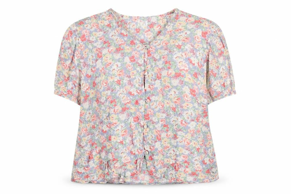 Libra Womens Multicoloured Floral Short Sleeve V-Neck Blouse Size 16