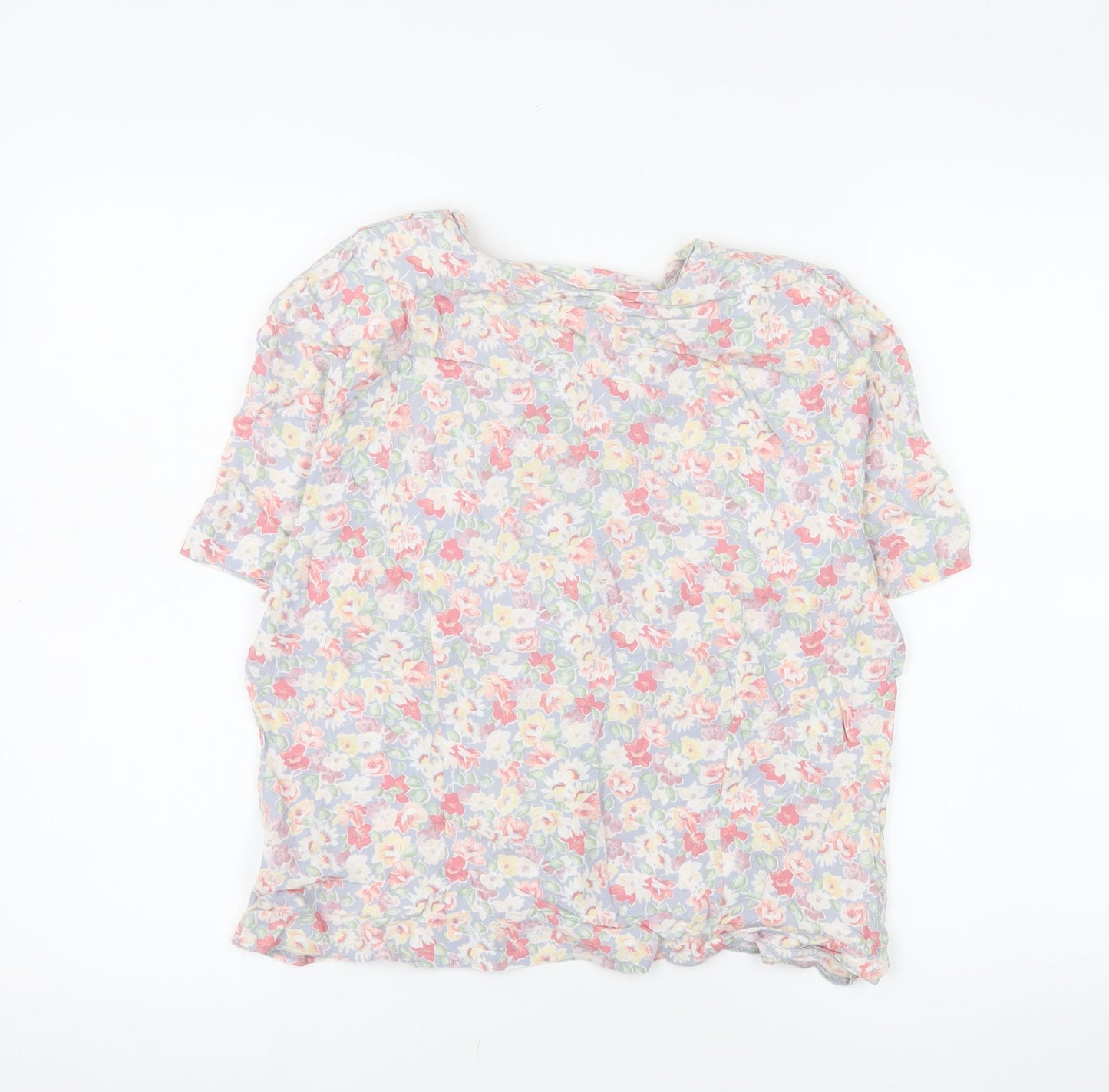 Libra Womens Multicoloured Floral Short Sleeve V-Neck Blouse Size 16