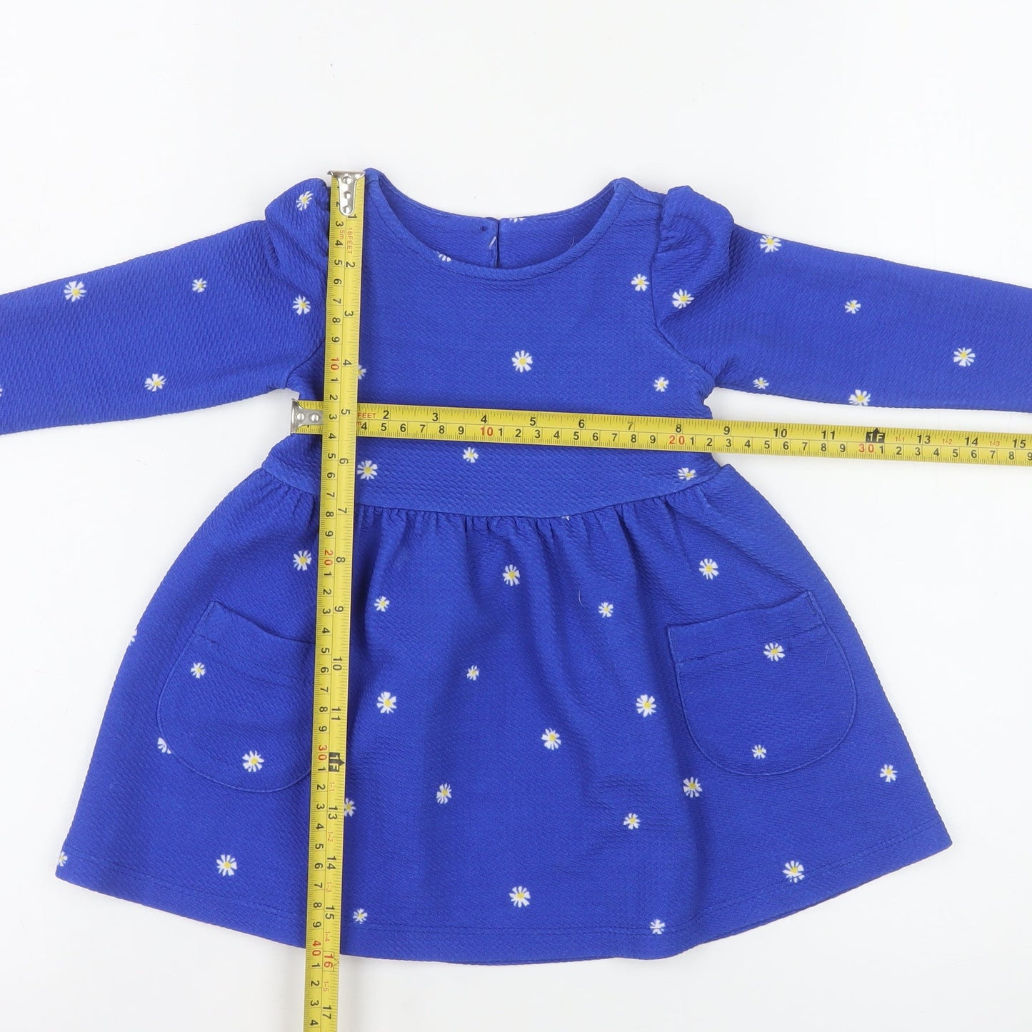 St. Bernard for Dunnes Stores Blue Floral Long Sleeve Baby Dress 6-9 Months