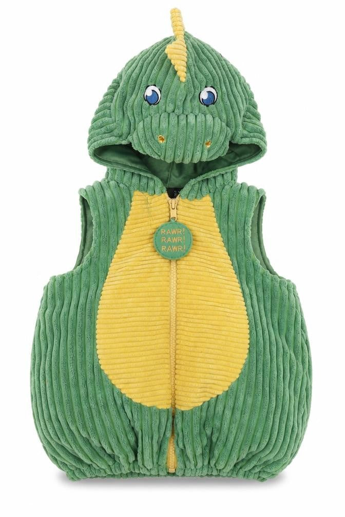 Going Wild Unisex Baby Green Dinosaur Hooded Waistcoat 9-12 Months Polyester Lined