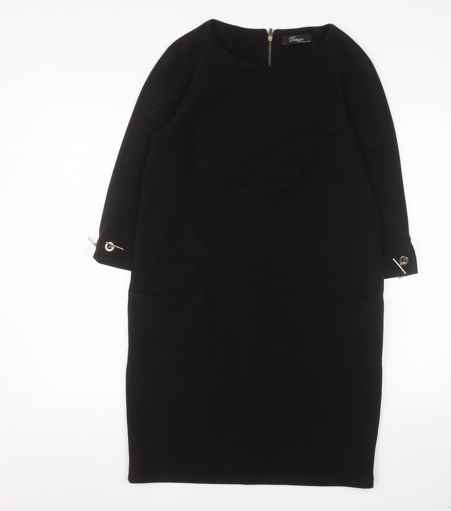 Peruzzi Women's Black Knee Length Sheath Dress Size 10
