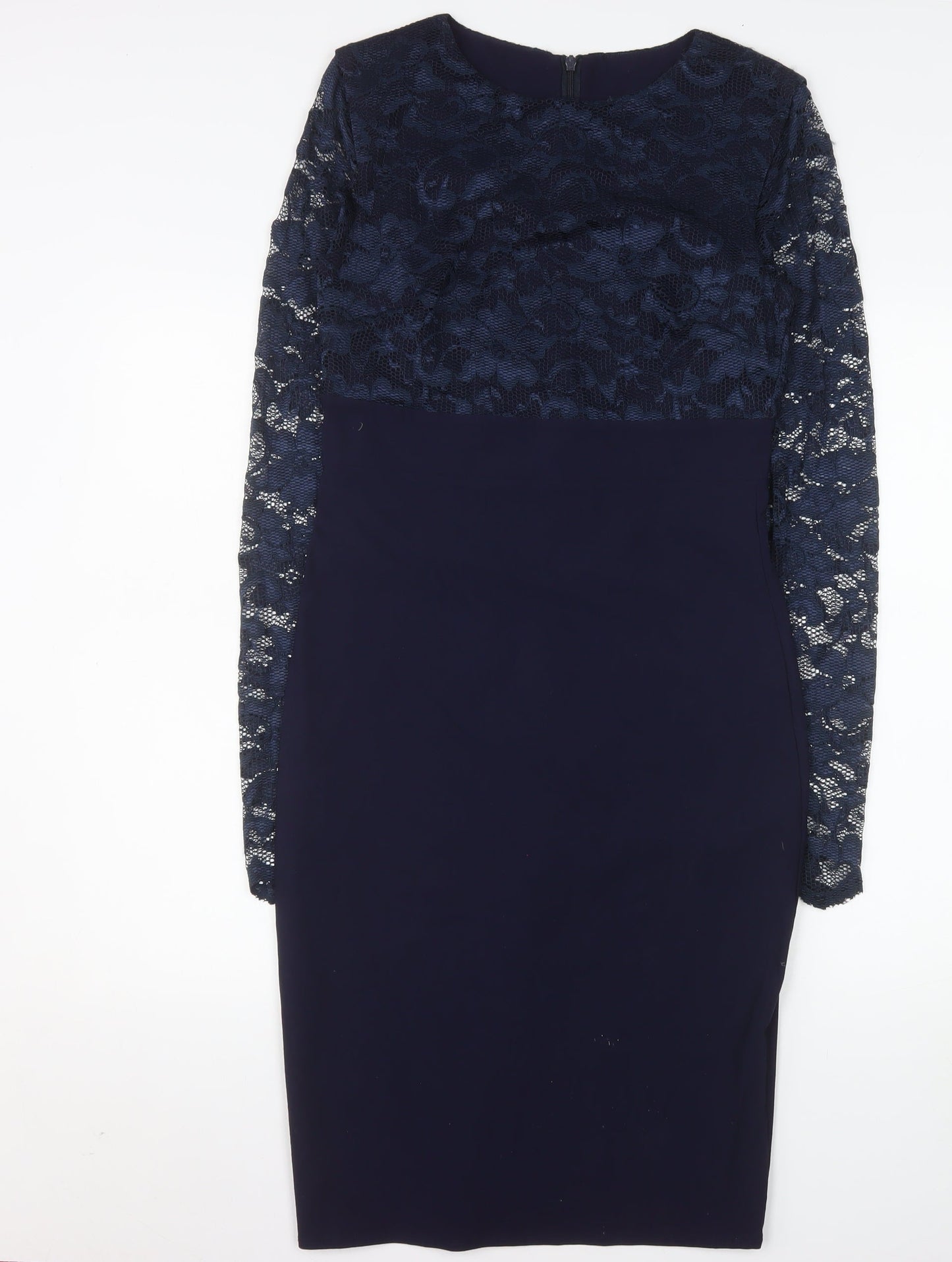 Goddess London Women Blue Lace Long Sleeve Sheath Dress Size 12