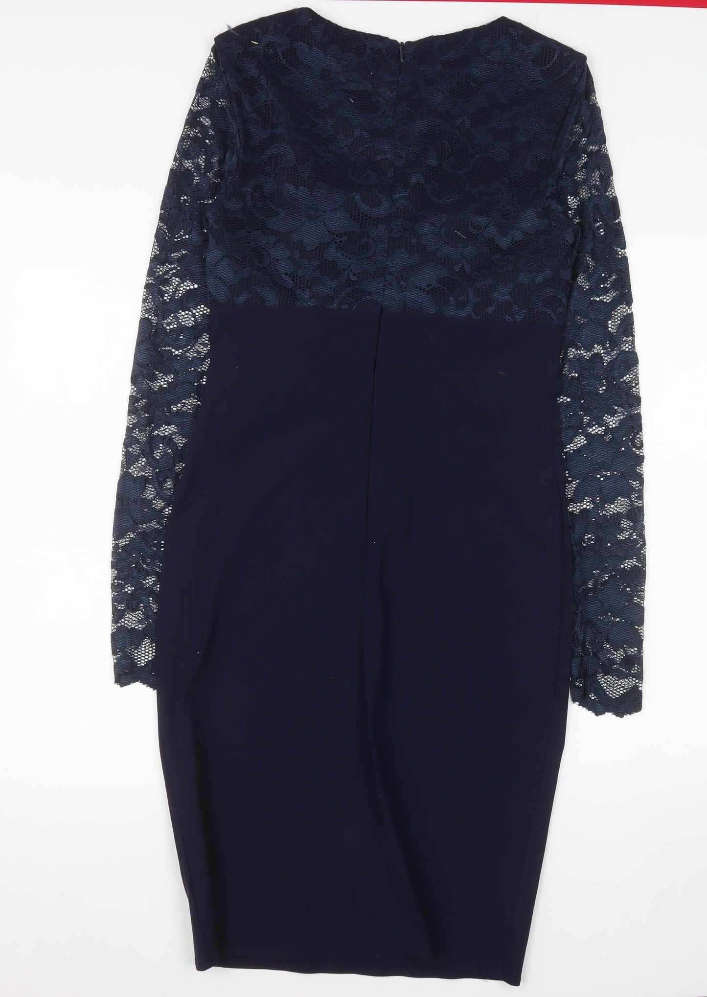 Goddess London Women Blue Lace Long Sleeve Sheath Dress Size 12