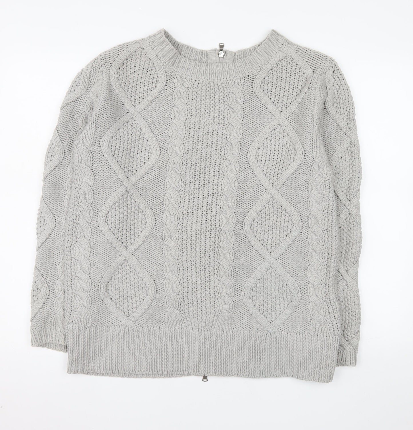 Carolyn Donnelly The Edit Women Grey Small Cable-Knit Full Zip Jumper