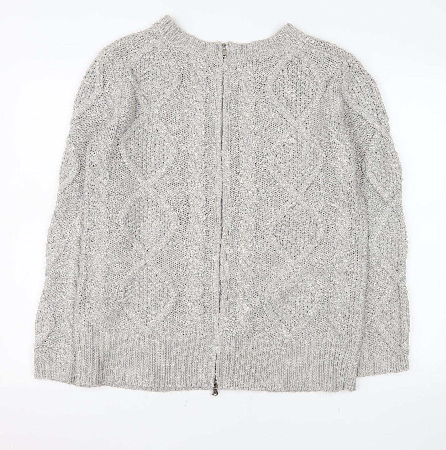 Carolyn Donnelly The Edit Women Grey Small Cable-Knit Full Zip Jumper