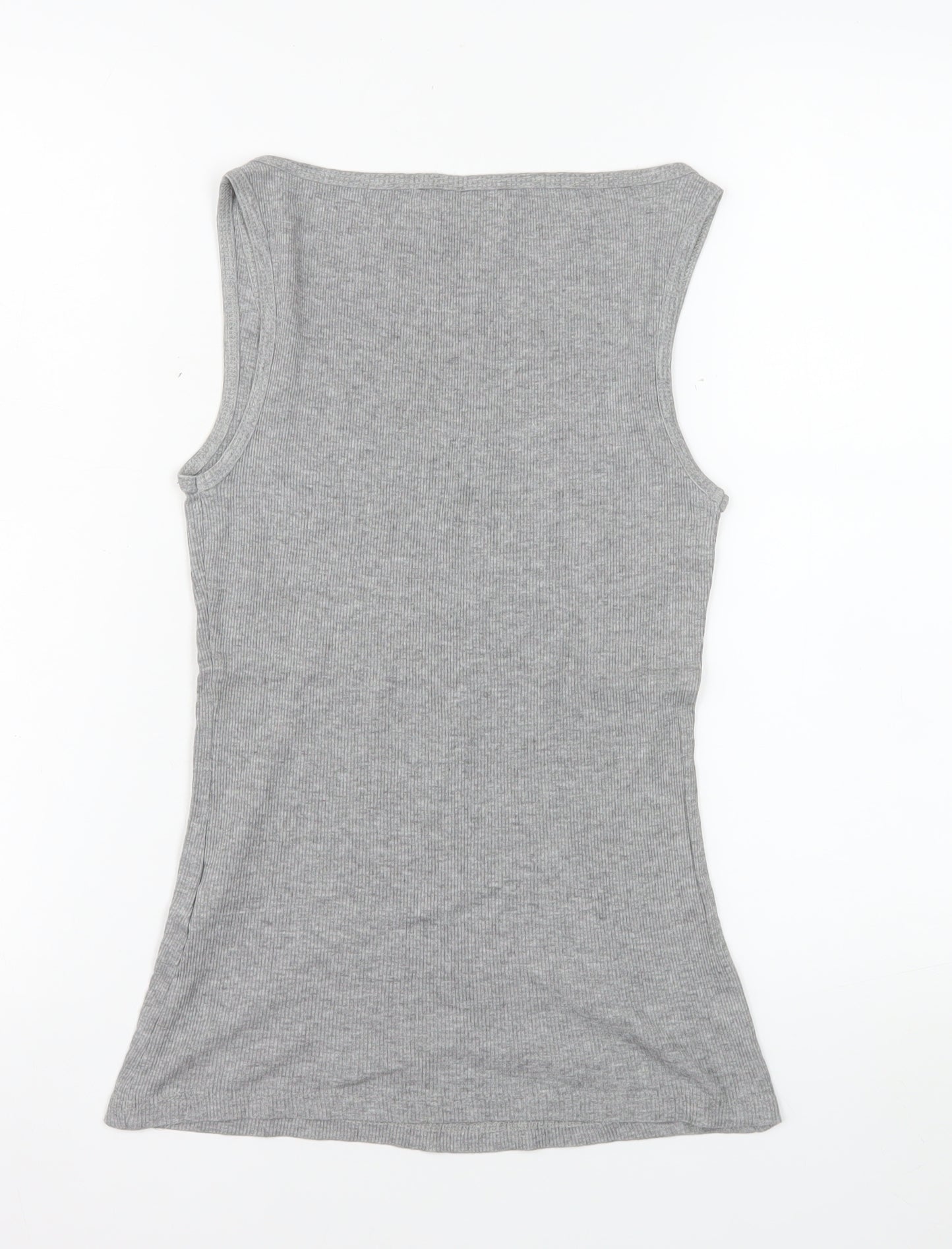 ONLY Women’s Grey Basic Ribbed Cotton Tank Top Size S