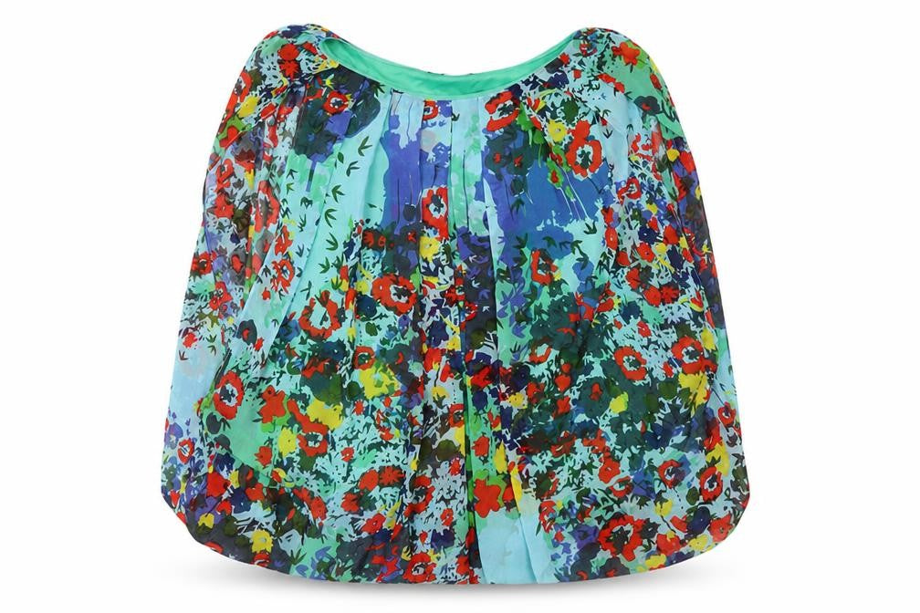 Madison Paige Womens Blue Multicoloured Floral Chiffon Blouse Size S
