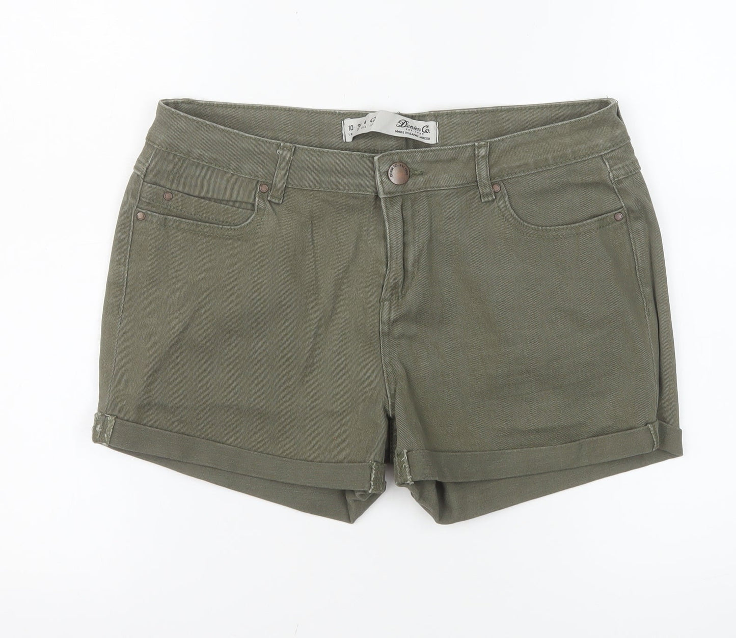 Denim Co. Women's Green Size 10 Chino Twill Stretch Shorts