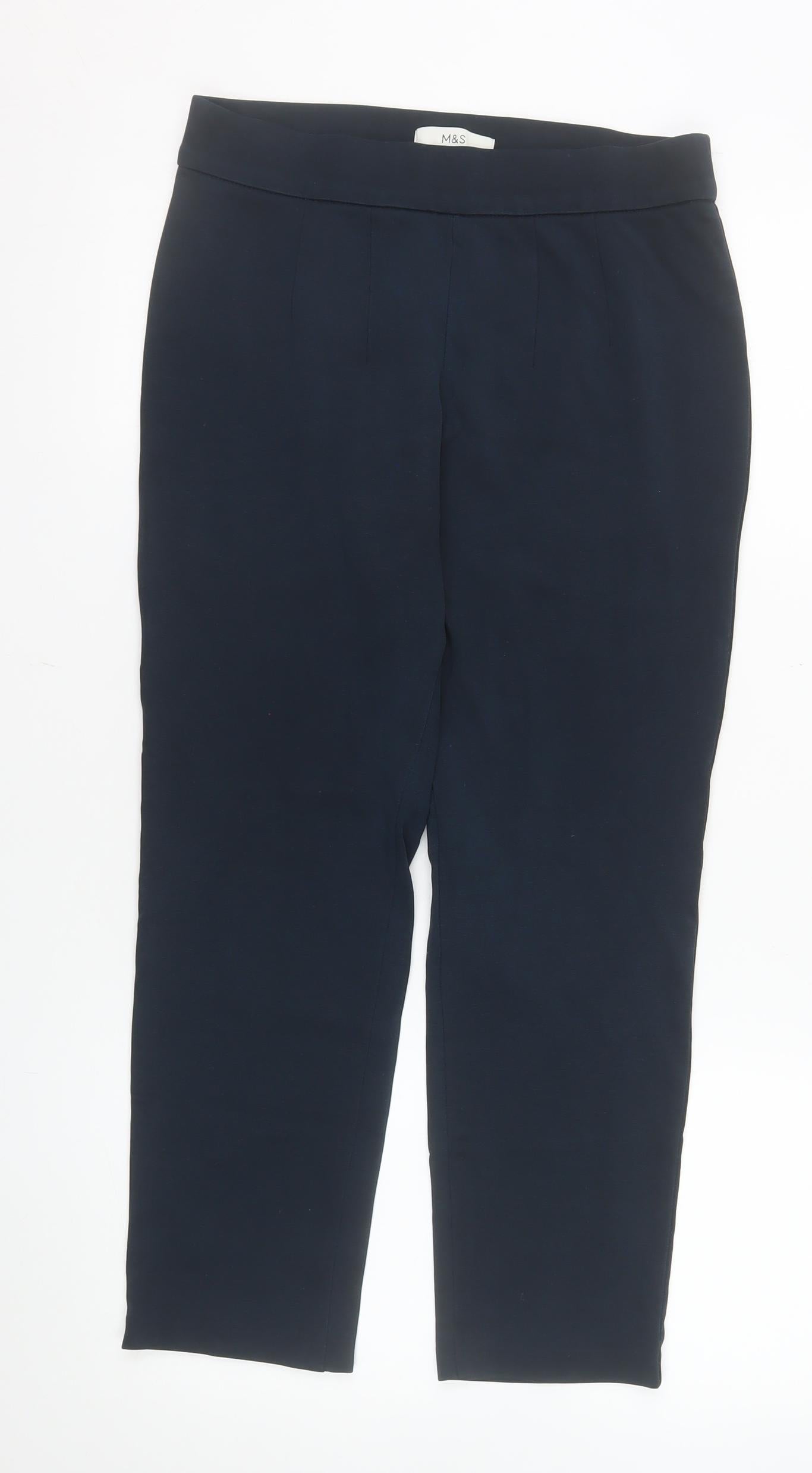 Marks and Spencer Women’s Blue Size 12 Slim Fit Stretch Trousers