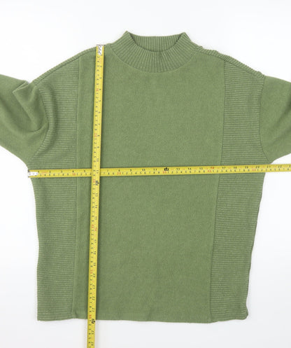 Back view of Dunnes Women’s Green Mock Neck Long Sleeve jumper, size S