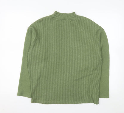 Close-up detail of Dunnes Women’s Green Mock Neck Long Sleeve jumper, size S