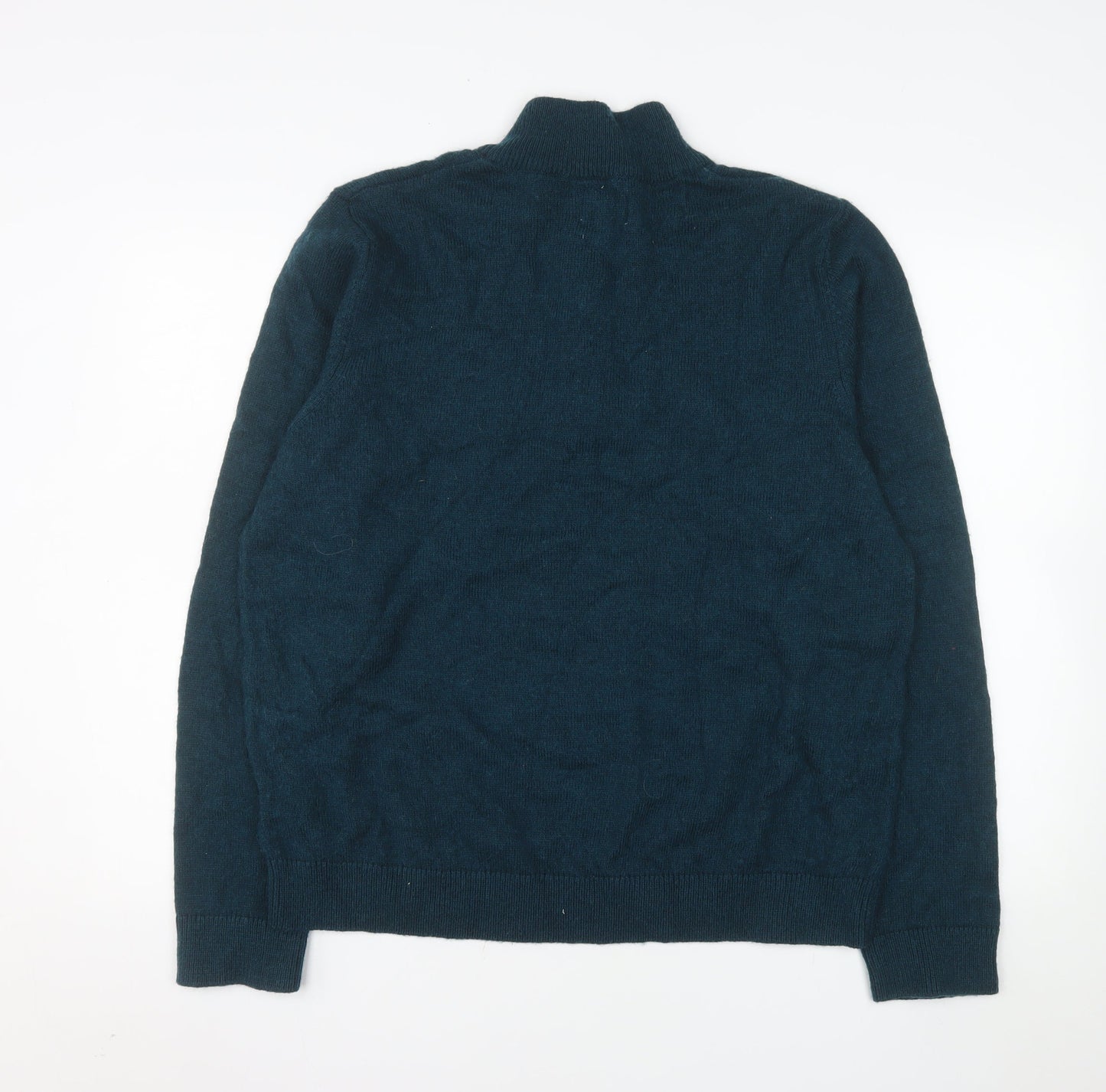 Farah Men's Blue 2XL Mock Neck 1/4 Zip Wool Blend Sweatshirt