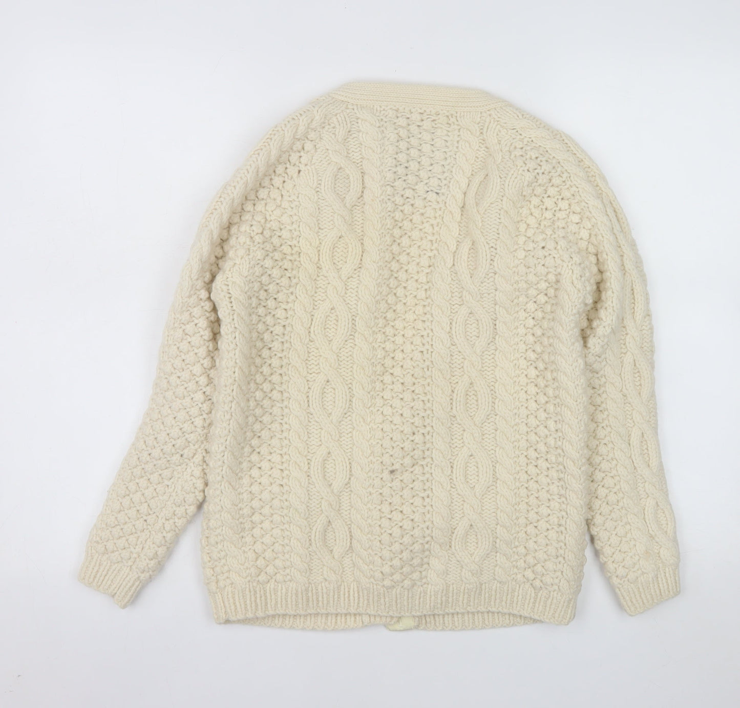 Jack Wills Women Ivory Lambswool Chunky Knit Cardigan UK 10