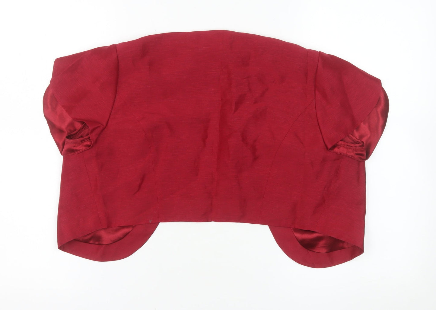 CC Women Red Linen Silk Cropped Bolero Jacket Size 12