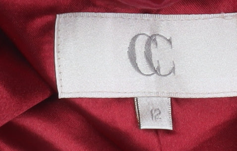CC Women Red Linen Silk Cropped Bolero Jacket Size 12