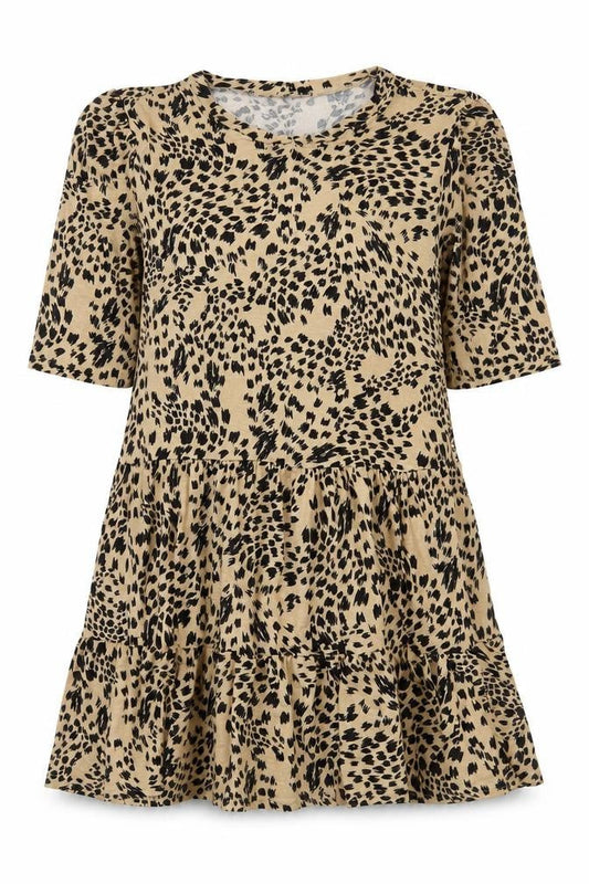 New Look Women’s Beige Animal Print Viscose Skater Dress Size 12