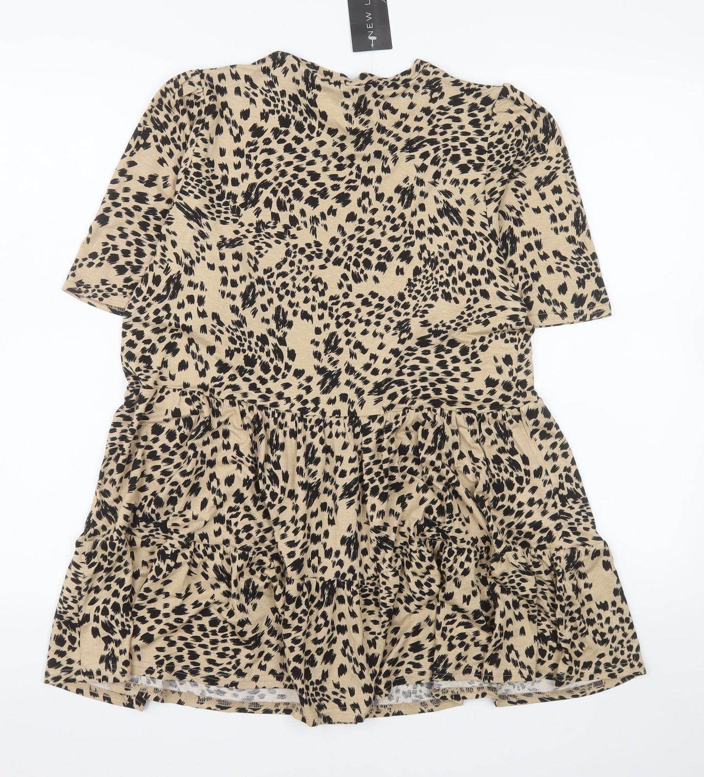 New Look Women’s Beige Animal Print Viscose Skater Dress Size 12