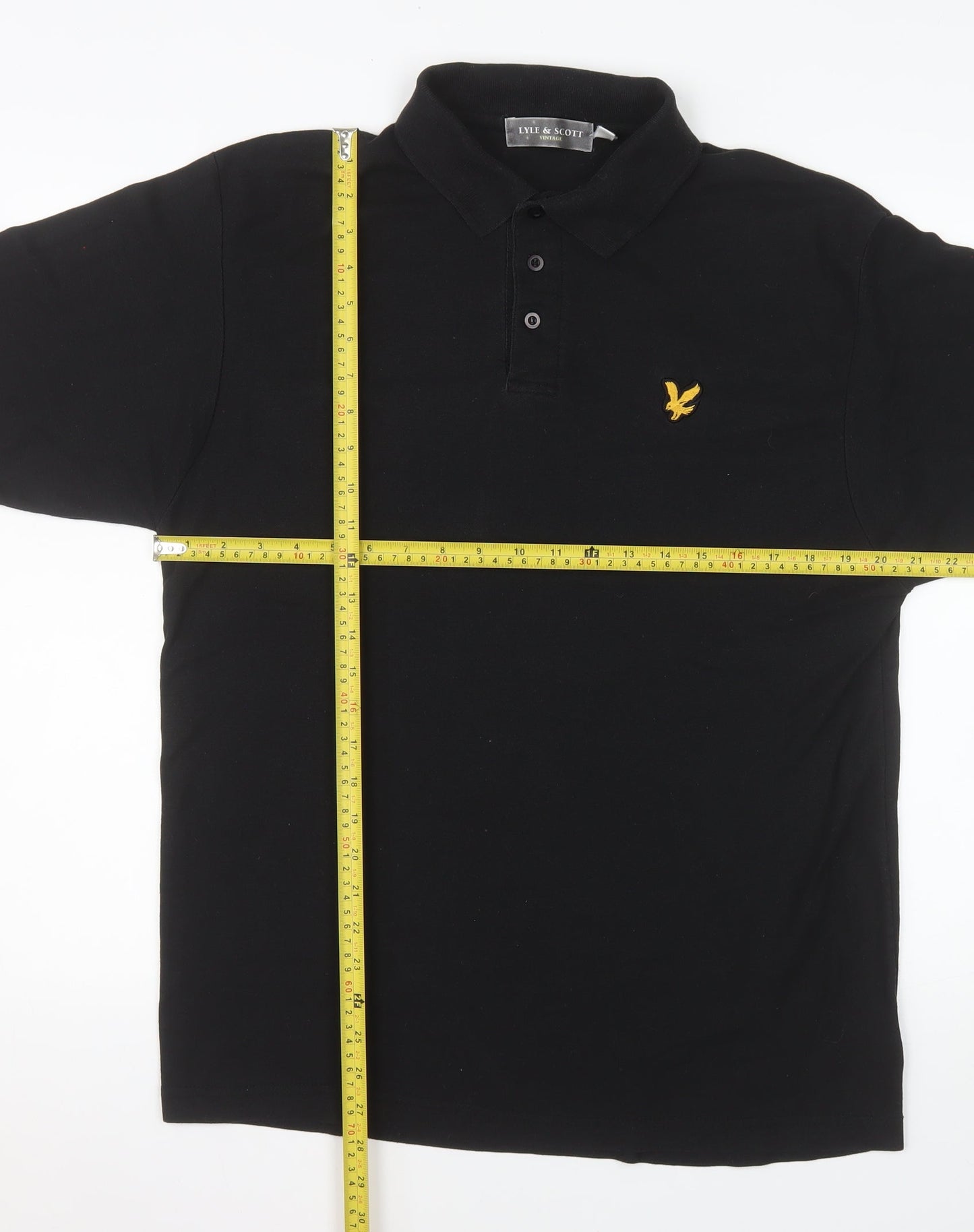 Lyle & Scott Mens Black Polo Shirt L Short Sleeve Classic Fit