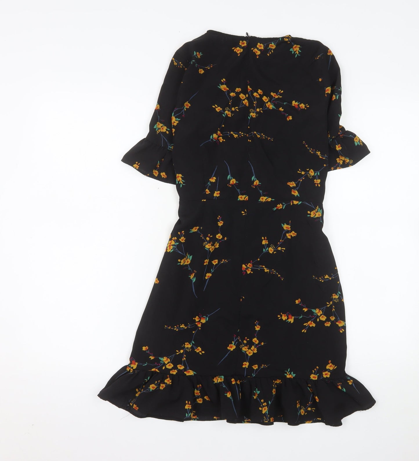 PrettyLittleThing Women’s Black Floral Wrap Dress Size 8