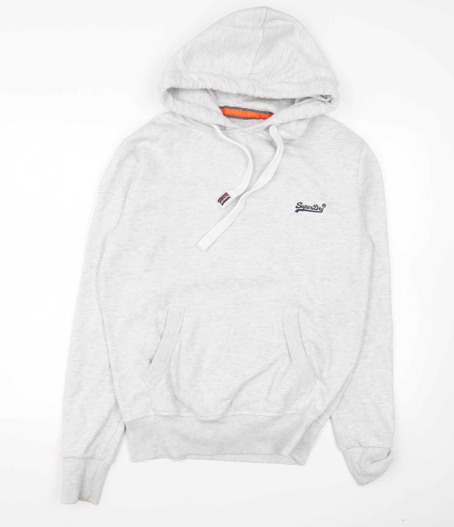 Superdry Men's Grey Pullover Hoodie Size L Logo Fleece Jumper